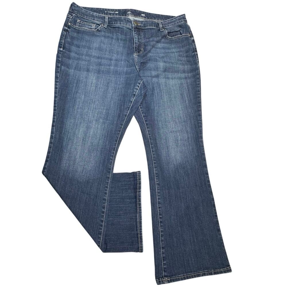 St. John’s Bay Women’s Bootcut Jeans Size 18W Blue Denim